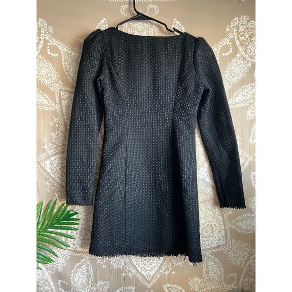 NWT L'Academie The Estelle Mini Dress in Black Tweed - Picture 11 of 11